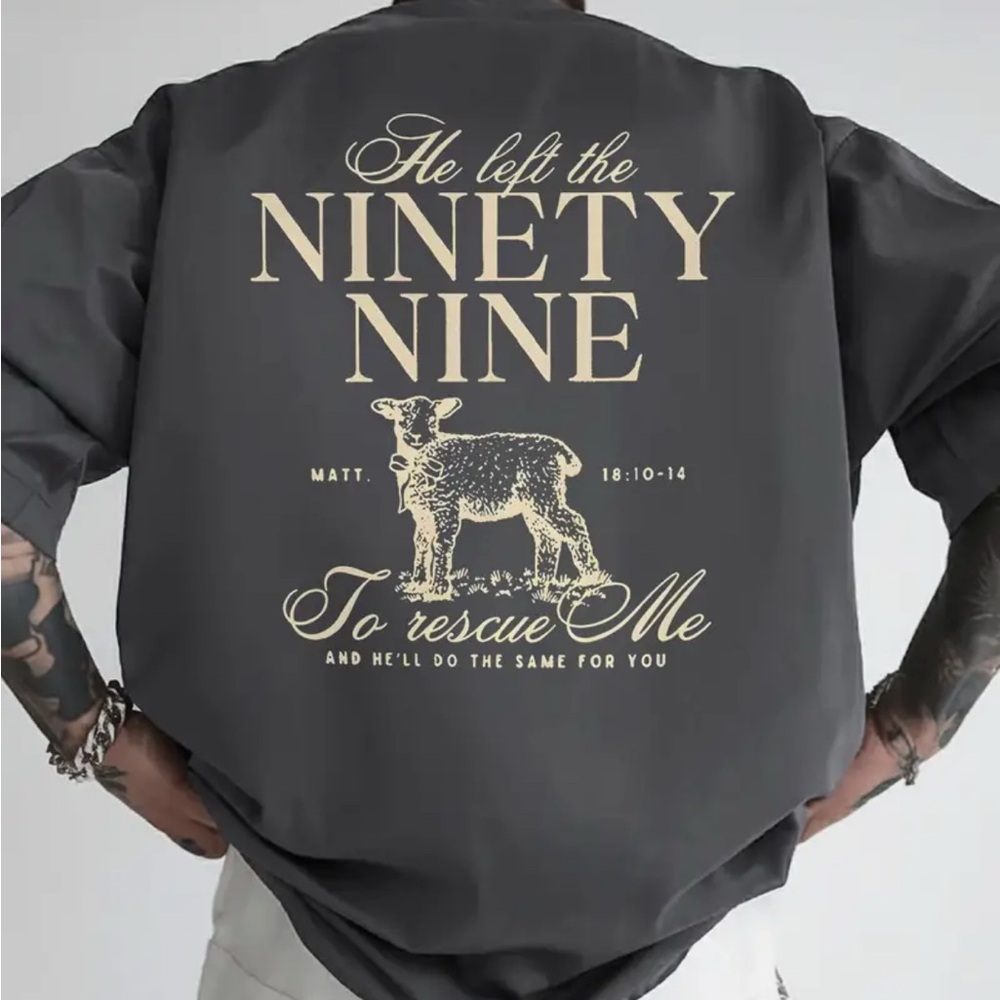 NEW “He left the 99” Gray Graphic Oversized Shirt